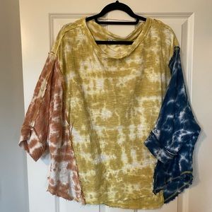 FREE PEOPLE tie dye French terry top
